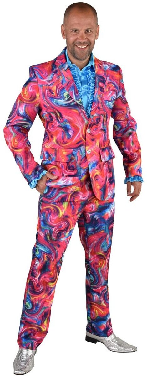 Roze Funky Cirkels Aquarel | Man | Large | Carnaval kostuum | Verkleedkleding